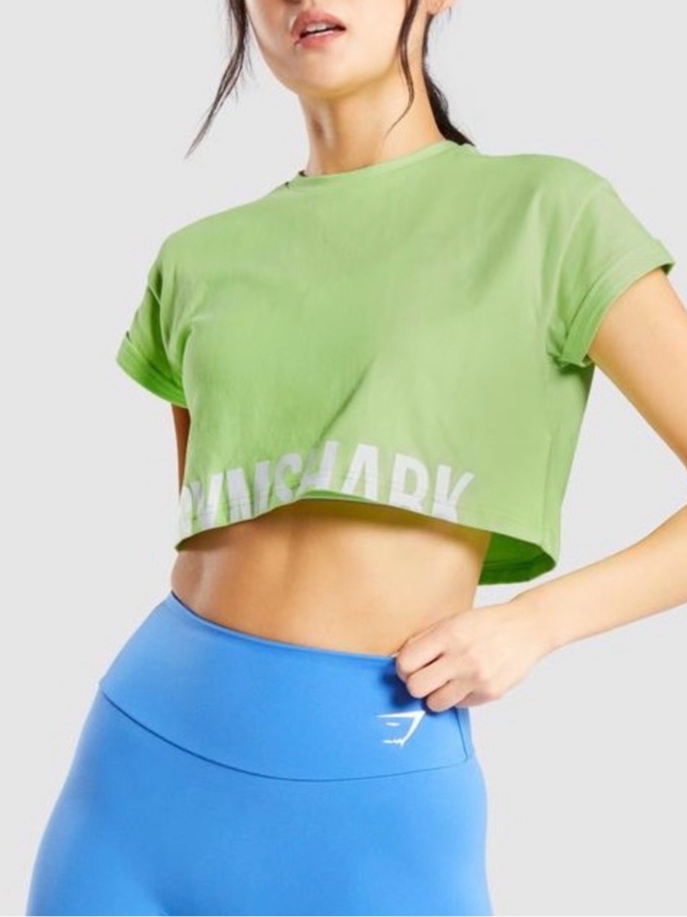 Gymshark Fraction Crop Top Green Seamless Short Sleeve Women’s Small